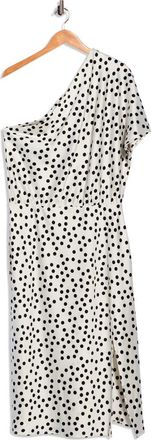 Renee C Polka Dot One-Shoulder Satin Midi Dress in Ivory at Nordstrom Rack, Size 2 X