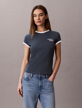 Calvin Klein Ringer T-shirt met geborduurd logo