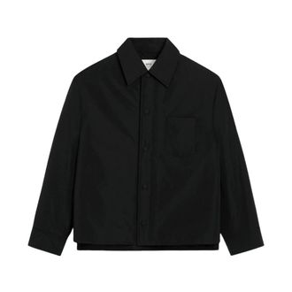 Ami Light Jackets, male, Black, XL, Black Snap Button Shirt Logo Detail