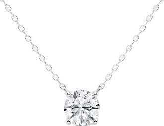 Grown Brilliance 1 Carat Round Lab Grown Diamond Pendant Necklace in 14K White Gold, G Color SI Clarity, Gift Box Included