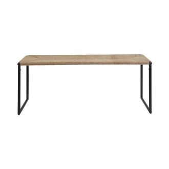 Decoclico Banqueta de pie de cama de metal negro y cuerda