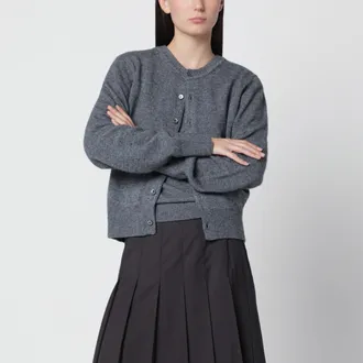 Dunst Maglione grigio antracite con scollo a V in misto cashmere