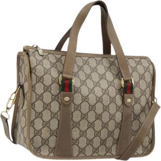 Gucci Pre-owned Handbags, female, Beige, Size: ONE SIZE Pre-owned Vintage GG Canvas Tote