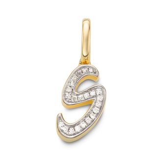 Monica Vinader Gold Alphabet S Diamond Pendant Charm Diamond