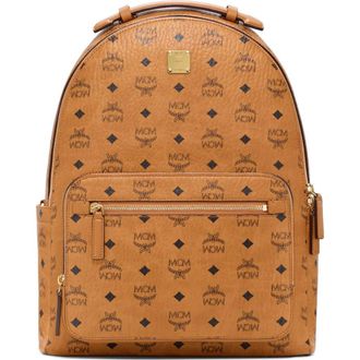 MCM Stark 40 Visetos Backpack in Cognac at Nordstrom