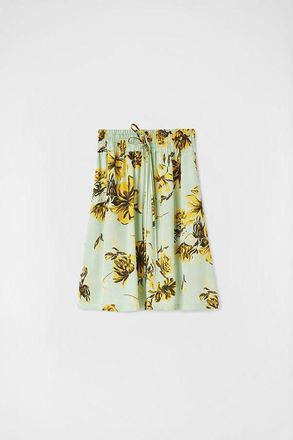 Jil Sander Womens Mint Green Floral Wide-Leg Trousers, Size 0