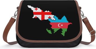 Generic Azerbaijan And Georgia Flag Map Small Womens Crossbody Bags Shoulder Handbag with Adjustable Strap for Travel