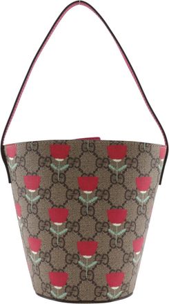 Gucci Childrens Bucket Gg Coated Canvas With Applique Brown Canvas Handbag (Pre-Owned)