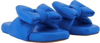 Off-white Womens Bow Padded Slipper Blue Leather