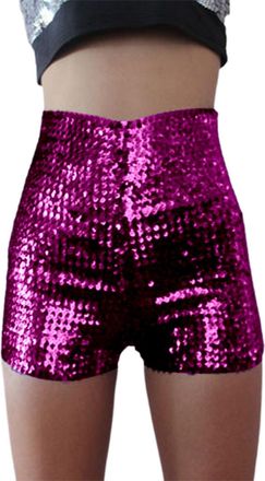 Generic Sequin Shorts Womens Shimmering Rhinestone Concert Outfit for Ladies High Waist Fitted Short Pants Sexy Stage Performance Costume Plus Size Cargo Shor
