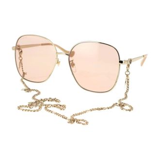 Gucci Sunglasses, female, Yellow, 61 MM, Retro Chain Sunglasses