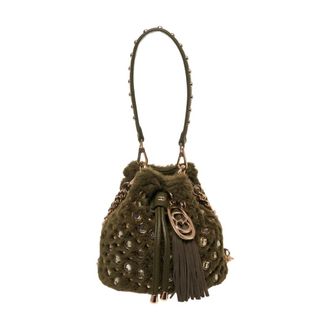 La Carrie Bucket Bags, female, Green, Size: ONE SIZE Faux Fur Bucket Bag Green