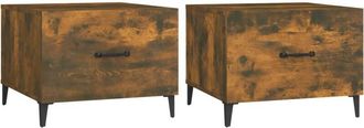 vidaXL Coffee Tables with Metal Legs 2 pcs Smoked Oak 50x50x40 cm vidaXL
