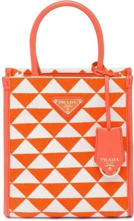 Prada Symbole embroidered mini bag - women - Calf Leather/Polyester - OS - Orange