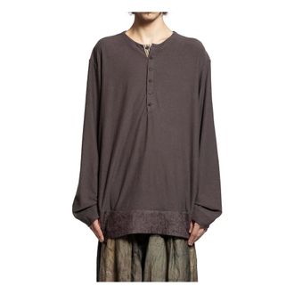 Ziggy Chen Long Sleeve Tops, male, Purple, Size: L Henley-Neck Long Sleeve T-Shirt