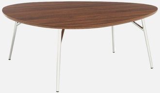 Sweeek Mesa De Centro Ovalada Patas Cromadas Y Efecto Madera