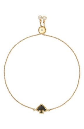 Kate Spade New York enamel spade charm slider bracelet in Black at Nordstrom