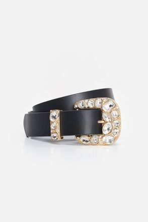 Good American Womens Dolly Classic Crystal Leather Belt | Black, Size 2XL/3XL | Good American by KhloÈ Kardashian