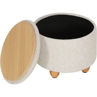 Woltu Pouf pouff puff contenitore baule sgabello in tessuto Beige 39x33 cm - Woltu