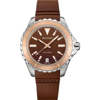 Balmain Ophrys Watch, 34.5mm in Brown Stainless Steel/Rubber at Nordstrom