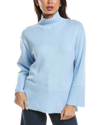 Fort&eacute; Cashmere Easy Rib Trim Funnel Neck Sweater