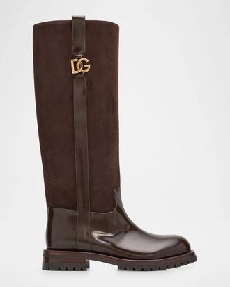 Dolce & Gabbana 20mm Velata Mixed Leather Knee-High Boots