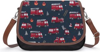 Generic Cartoon Fire Truck Firefighter Fashion Womens Crossbody Bags Novelty Handbag Shoulder Bag Purse