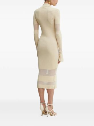 Patrizia Pepe ribbed-knit midi dress - women - Viscose/Polyamide - II - Neutrals