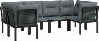 vidaXL Juego De Muebles De Jard&iacute;n 6 Pzas Rat&aacute;n Sint&eacute;tico Negro Y Gris Vidaxl