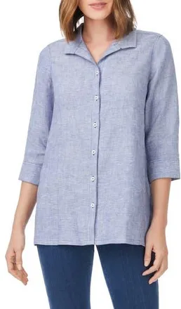 Foxcroft Stirling Linen Button-Up Tunic in Indigo at Nordstrom Rack, Size 10