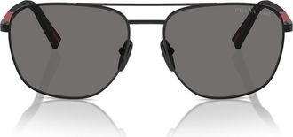 Prada 60mm Polarized Oval Sunglasses in Matte Black at Nordstrom