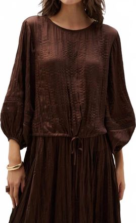 Joseph Ribkoff Pleated Satin Cocoon Top In Mahogany
