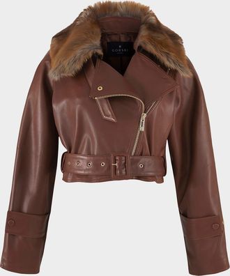 Gorski Select Lamb Leather Moto Jacket With Detachable Lamb Shearling Collar