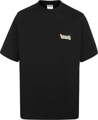 Marcelo Burlon Biologisch Katoen Geribbelde Hals T-shirt - Heren - T-shirts - Zwart - XS - Katoen - Tops