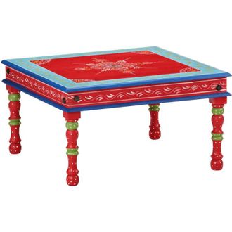 vidaXL Tavolino Salotto Rosso Dipinto a Mano Legno Massello di Mango - Vidaxl