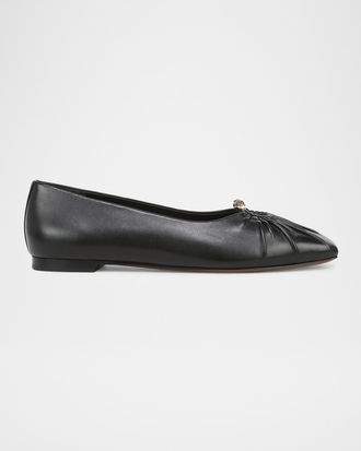 Vince Dany Gathered Leather Ballerina Flats