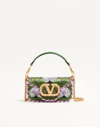 Valentino Garavani Valentino Garavani Loc&ograve; Small Embroidered Shoulder Bag With Jewel Logo Wo