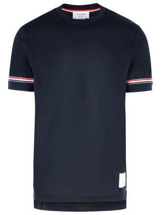 Thom Browne Cuff Navy Cotton T-Shirt