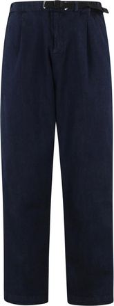 White Sand Blue Cotton Trousers with Pockets - male - White Sand - Straight Trousers - Blue - XL - Trousers