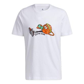 adidas Lil Stripe Gato Basketball Funny Cartoon Printing Sports Short Sleeve White HB5483
