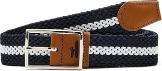 Johnnie-O Reversible Stripe Mens Belts Navy : 2XL, Elastic/Leather