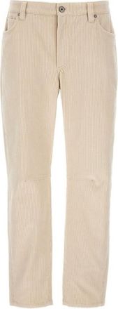 Brunello Cucinelli Cream Corduroy Straight-Leg Trousers, Brand Size 44 (US Size 10)