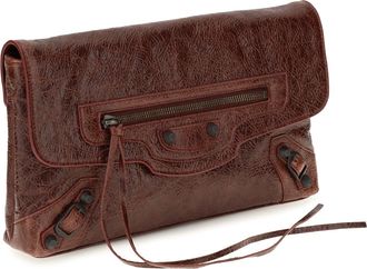 Balenciaga Womens Le City Clutch Lambskin Berry Red Lamb Ovis Aries Clutches