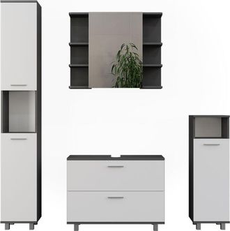 Vicco Conjunto De Muebles De Ba&ntilde;o Ilias, Antracita/blanco, 4 Partes