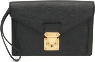 Louis Vuitton Tweedehands leren Louis Vuitton tassen - Dames - Vintage Clutch - Zwart - ONE Size - Leer - Vintage