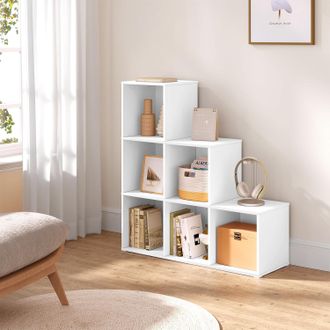 Woltu Librer&iacute;a De Dise&ntilde;o Moderno Con 6 Cubos, 90x30x90cm, Blanco - Woltu