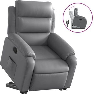 vidaXL Sill&oacute;n Reclinable Elevable Cuero Artificial Gris Vidaxl