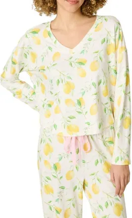 PJ Salvage La Dolce Spritz Long Sleeve Pajama Top in Ivory at Nordstrom, Size X-Large