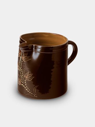 Poterie d'&Eacute;vires Flowers Hand-Painted Ceramic Straight-Edge Medium Jug