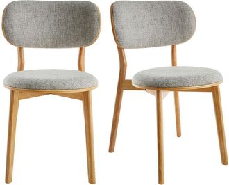 Miliboo Miliboo - Set De 2 Sillas N&oacute;rdicas De Madera Clara Y Tejido Gris Fauvette